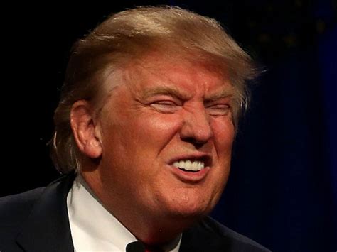 Trump squint bares teeth, the Real Trump Blank Meme Template