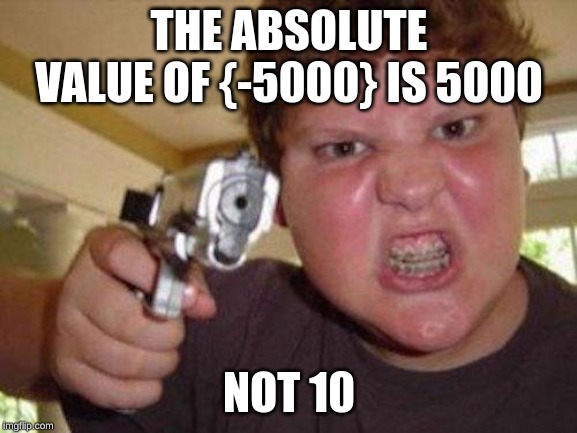 minecrafter | THE ABSOLUTE VALUE OF {-5000} IS 5000; NOT 10 | image tagged in minecrafter | made w/ Imgflip meme maker