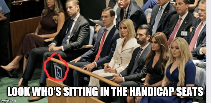Trump Children Handicap | LOOK WHO'S SITTING IN THE HANDICAP SEATS | image tagged in trump children handicap | made w/ Imgflip meme maker
