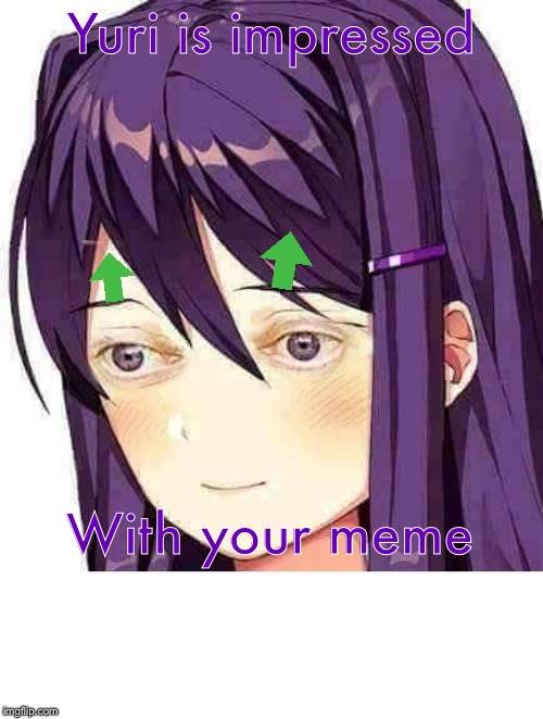 Yuri Doki Doki | Yuri is impressed With your meme | image tagged in yuri doki doki | made w/ Imgflip meme maker