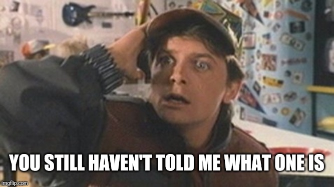 Marty Mcfly | YOU STILL HAVEN'T TOLD ME WHAT ONE IS | image tagged in marty mcfly | made w/ Imgflip meme maker