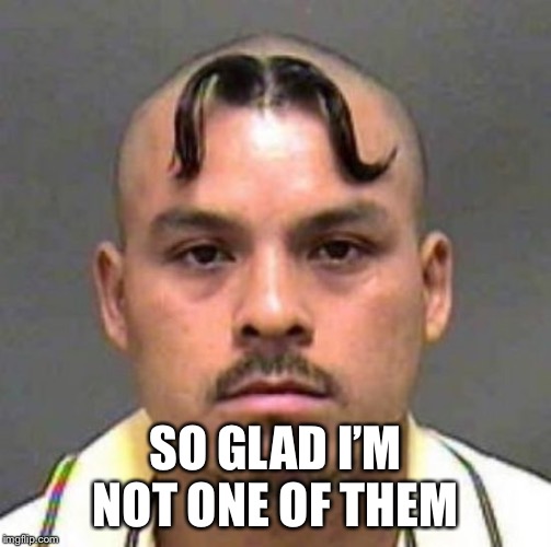 Mustache Haircut | SO GLAD I’M NOT ONE OF THEM | image tagged in mustache haircut | made w/ Imgflip meme maker