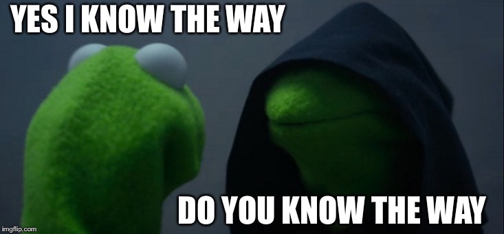 Evil Kermit Meme | YES I KNOW THE WAY; DO YOU KNOW THE WAY | image tagged in memes,evil kermit | made w/ Imgflip meme maker