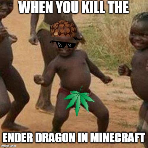 Third World Success Kid | WHEN YOU KILL THE; ENDER DRAGON IN MINECRAFT | image tagged in memes,third world success kid | made w/ Imgflip meme maker