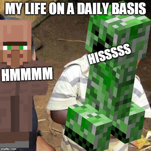 MY LIFE ON A DAILY BASIS; HISSSSS; HMMMM | image tagged in minecraft | made w/ Imgflip meme maker