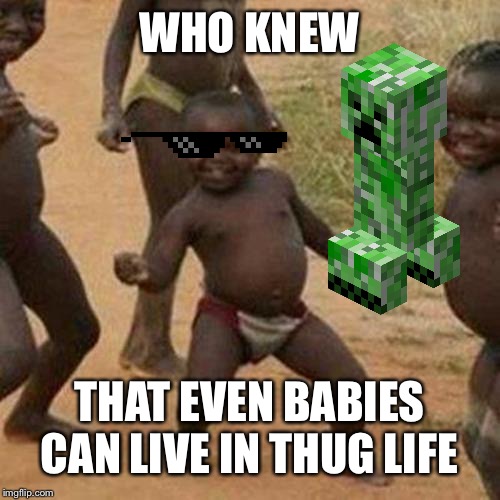 Third World Success Kid | WHO KNEW; THAT EVEN BABIES CAN LIVE IN THUG LIFE | image tagged in memes,third world success kid | made w/ Imgflip meme maker