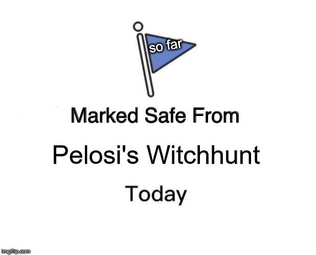Marked Safe From | so far; Pelosi's Witchhunt | image tagged in memes,marked safe from | made w/ Imgflip meme maker