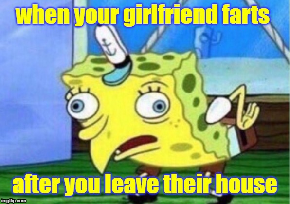 Mocking Spongebob Meme | when your girlfriend farts; after you leave their house | image tagged in memes,mocking spongebob | made w/ Imgflip meme maker