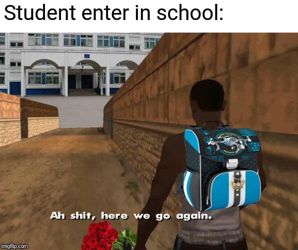 School meme! | Student enter in school: | image tagged in student,school,ah shit here we go again,funny,back to school,wtf | made w/ Imgflip meme maker