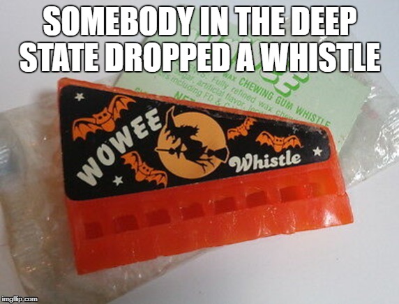 The Witch's Whistle | SOMEBODY IN THE DEEP STATE DROPPED A WHISTLE | image tagged in the witch's whistle,deep state,witch hunt,hoax,whistleblower,inspector general | made w/ Imgflip meme maker