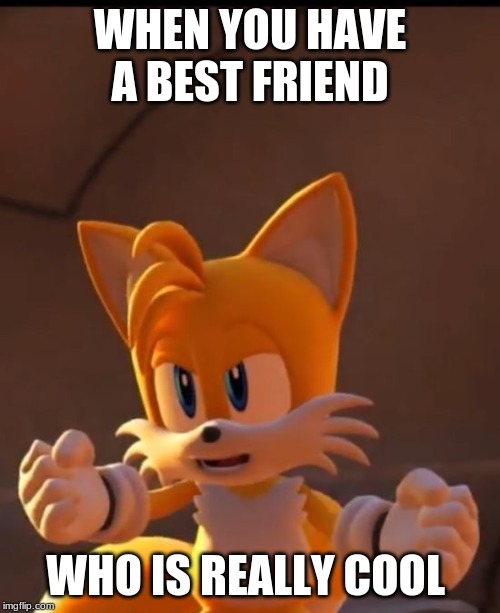 Forces Tails | WHEN YOU HAVE A BEST FRIEND; WHO IS REALLY COOL | image tagged in forces tails | made w/ Imgflip meme maker