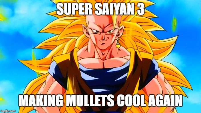 Super Mullet 3 | SUPER SAIYAN 3; MAKING MULLETS COOL AGAIN | image tagged in super saiyan 3 goku | made w/ Imgflip meme maker