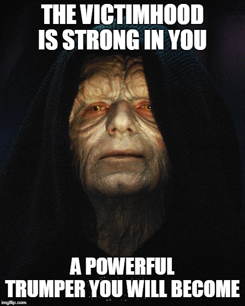 Emperor palpatine | THE VICTIMHOOD IS STRONG IN YOU; A POWERFUL TRUMPER YOU WILL BECOME | image tagged in emperor palpatine | made w/ Imgflip meme maker