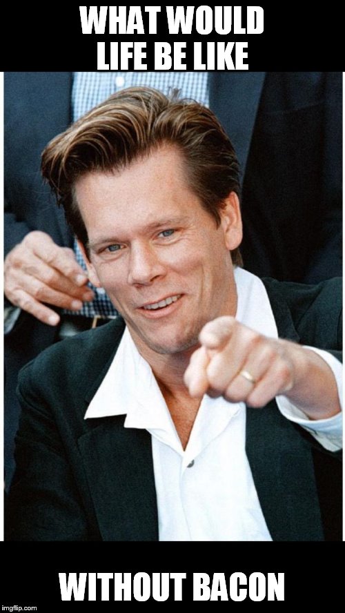 Six Degrees of Kevin Bacon death | WHAT WOULD LIFE BE LIKE; WITHOUT BACON | image tagged in six degrees of kevin bacon death | made w/ Imgflip meme maker