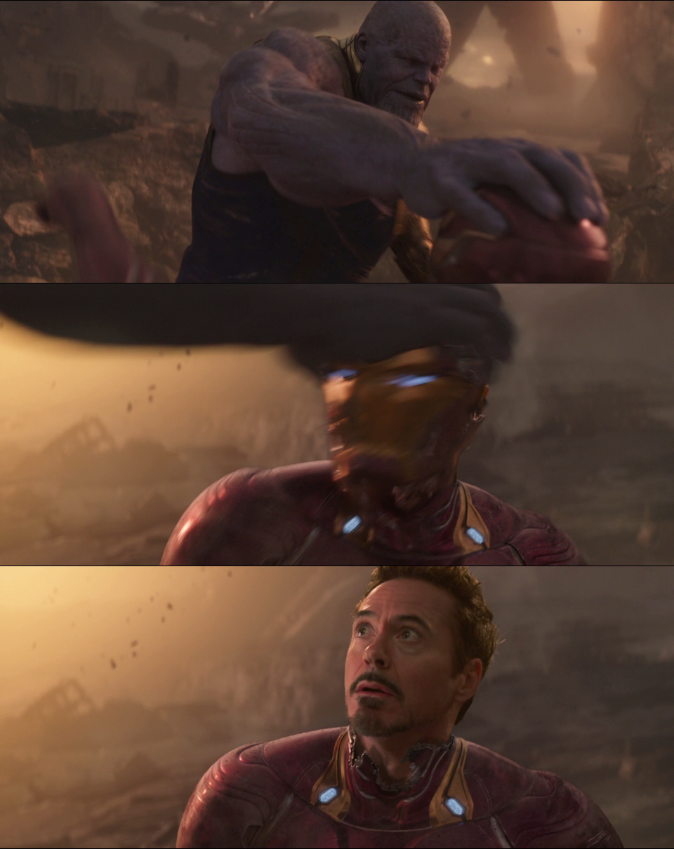 Thanos Breaking Ironman helmet Blank Meme Template