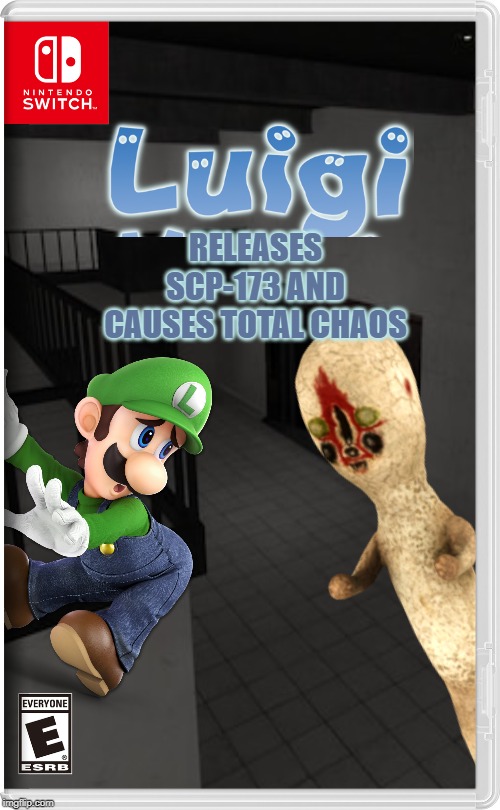 Luigi Releases SCP-173 and Causes Total Chaos | RELEASES SCP-173 AND CAUSES TOTAL CHAOS | image tagged in luigi,scp,nintendo switch | made w/ Imgflip meme maker
