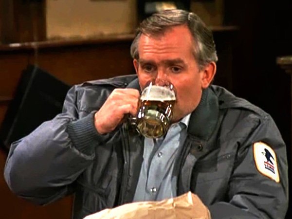 High Quality Cliff Clavin Drinks Beer Blank Meme Template