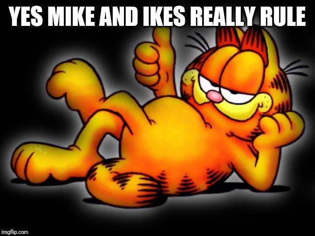 garfield thumbs up | YES MIKE AND IKES REALLY RULE | image tagged in garfield thumbs up | made w/ Imgflip meme maker