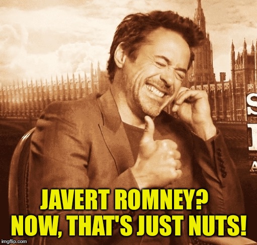 laughing | JAVERT ROMNEY?  
NOW, THAT'S JUST NUTS! | image tagged in laughing | made w/ Imgflip meme maker