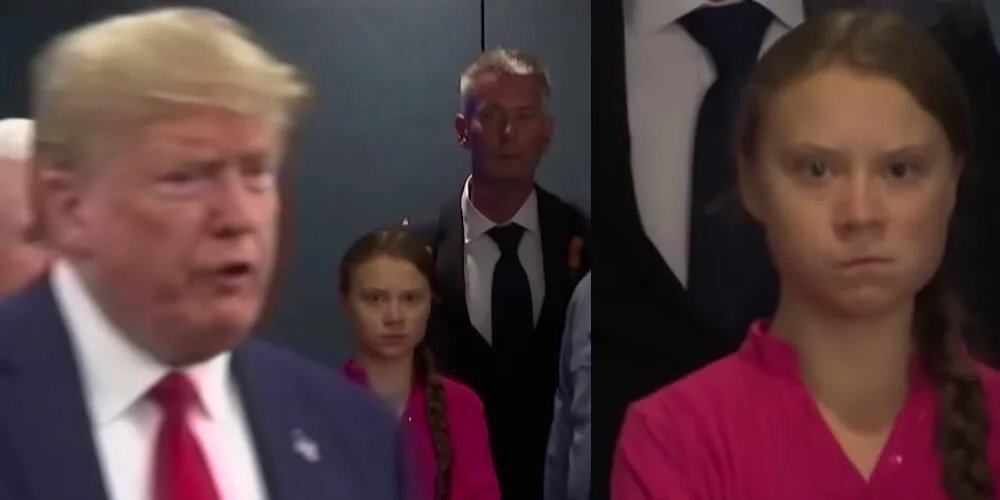 High Quality greta trump stare Blank Meme Template