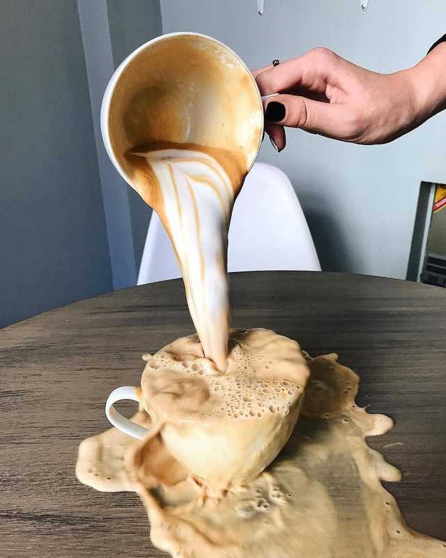 Over Pouring Cappuccino Blank Meme Template