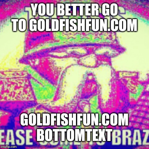 YOU BETTER GO TO GOLDFISHFUN.COM; GOLDFISHFUN.COM BOTTOMTEXT | made w/ Imgflip meme maker