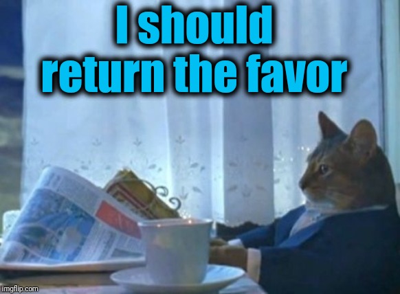 I Should Buy A Boat Cat Meme | I should return the favor | image tagged in memes,i should buy a boat cat | made w/ Imgflip meme maker