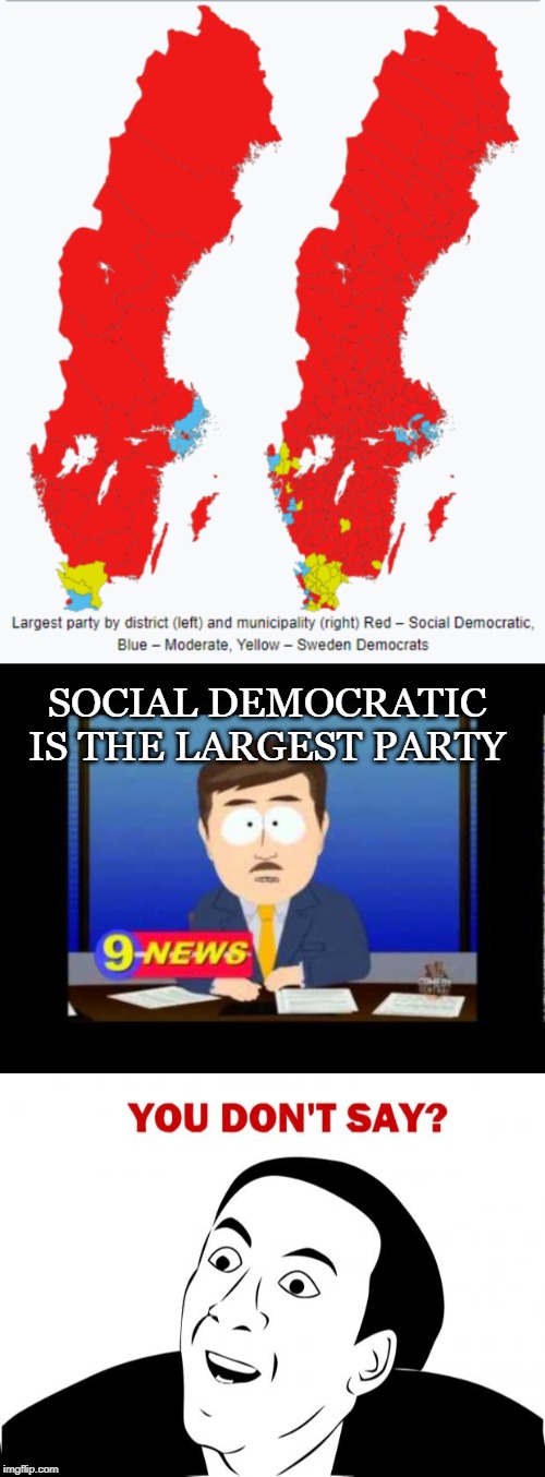 I Am Pretty Sure That Is a Lot of Red | SOCIAL DEMOCRATIC IS THE LARGEST PARTY | image tagged in you don't say,funny,social,news | made w/ Imgflip meme maker