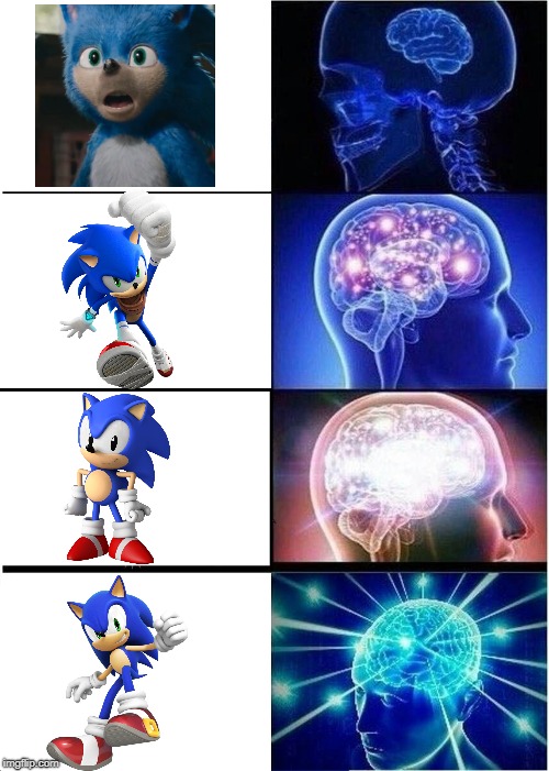 Expanding Brain | image tagged in memes,expanding brain,sonic the hedgehog,sonic movie | made w/ Imgflip meme maker