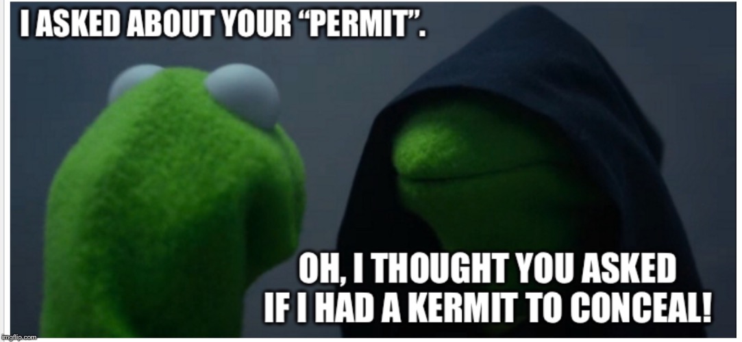 image tagged in kermit the frog,kermit,permit,conceal,carry,firearm | made w/ Imgflip meme maker
