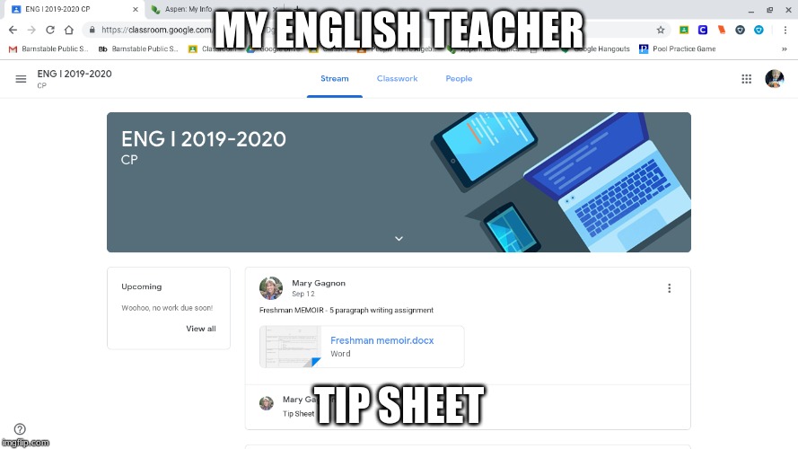 MY ENGLISH TEACHER; TIP SHEET | image tagged in funny | made w/ Imgflip meme maker