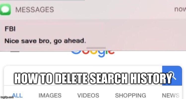 FBI text | HOW TO DELETE SEARCH HISTORY | image tagged in fbi text | made w/ Imgflip meme maker