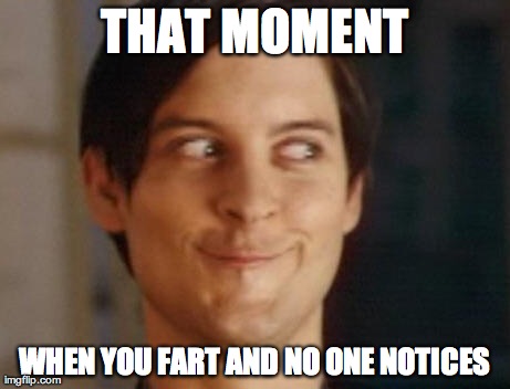 Spiderman Peter Parker Meme | THAT MOMENT WHEN YOU FART AND NO ONE NOTICES | image tagged in memes,spiderman peter parker | made w/ Imgflip meme maker