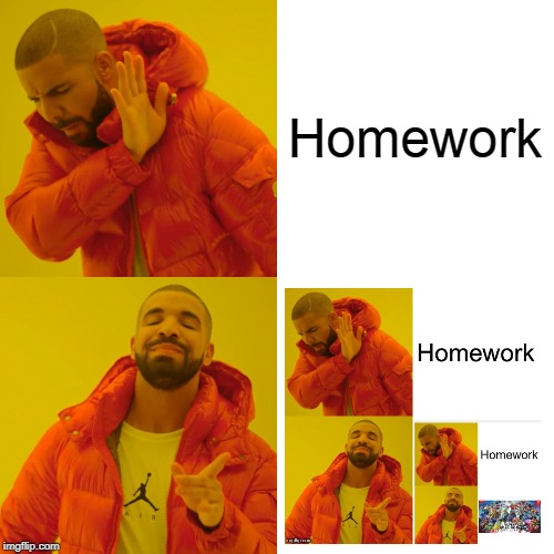 Drake Hotline Bling Meme | Homework | image tagged in memes,drake hotline bling | made w/ Imgflip meme maker