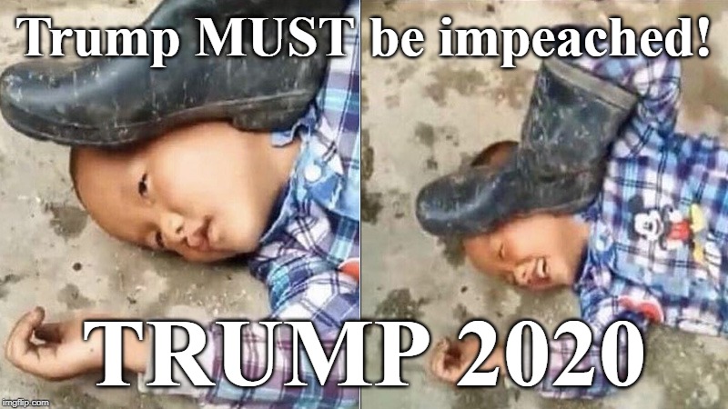 Pressing a Boot on Your Own Head | Trump MUST be impeached! TRUMP 2020 | image tagged in pressing a boot on your own head | made w/ Imgflip meme maker