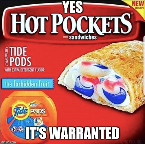 YES; IT'S WARRANTED | image tagged in hot pockets | made w/ Imgflip meme maker