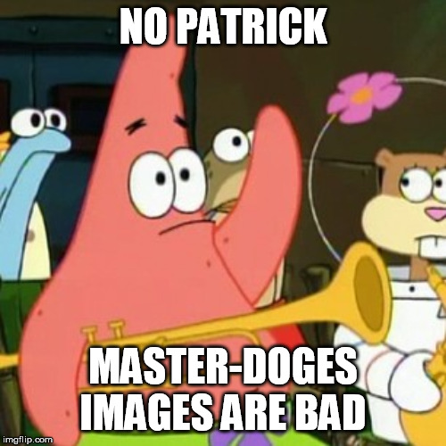 No Patrick | NO PATRICK; MASTER-DOGES IMAGES ARE BAD | image tagged in memes,no patrick,i suck,im swag,oof | made w/ Imgflip meme maker