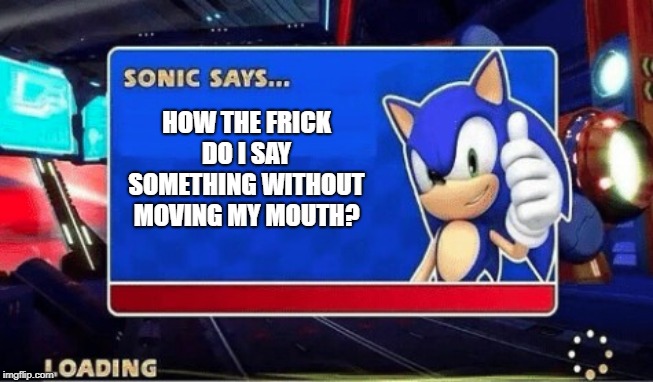 Sonic Says | HOW THE FRICK DO I SAY SOMETHING WITHOUT MOVING MY MOUTH? | image tagged in sonic says | made w/ Imgflip meme maker
