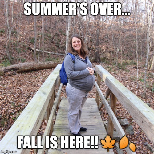 SUMMER'S OVER... FALL IS HERE‼🍁🍂 | image tagged in pregnant woman,pregnant,autumn | made w/ Imgflip meme maker