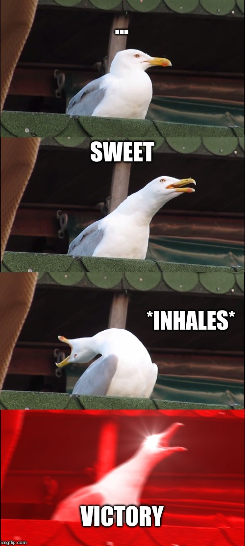 Inhaling Seagull Meme | ... SWEET; *INHALES*; VICTORY | image tagged in memes,inhaling seagull | made w/ Imgflip meme maker