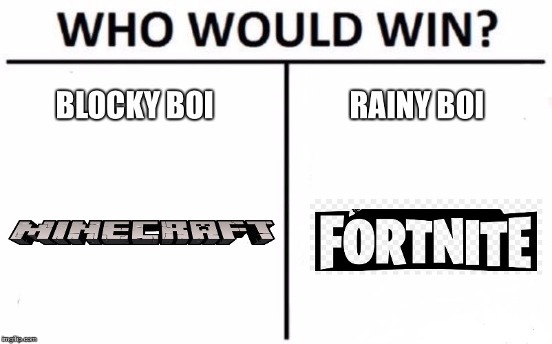 Who Would Win? | BLOCKY BOI; RAINY BOI | image tagged in memes,who would win | made w/ Imgflip meme maker