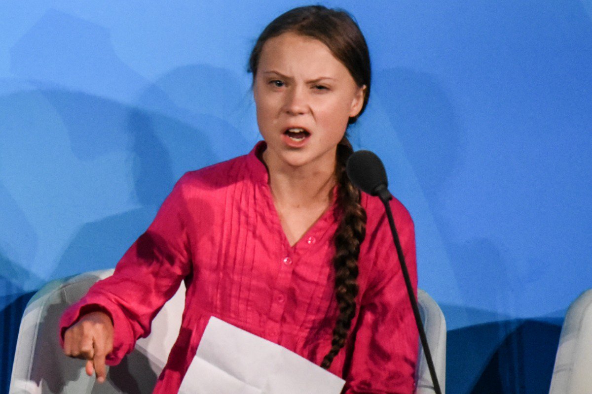 High Quality Greta Thunberg at UN Blank Meme Template