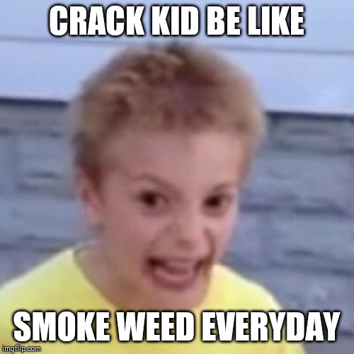 crack kid | CRACK KID BE LIKE; SMOKE WEED EVERYDAY | image tagged in crack kid | made w/ Imgflip meme maker