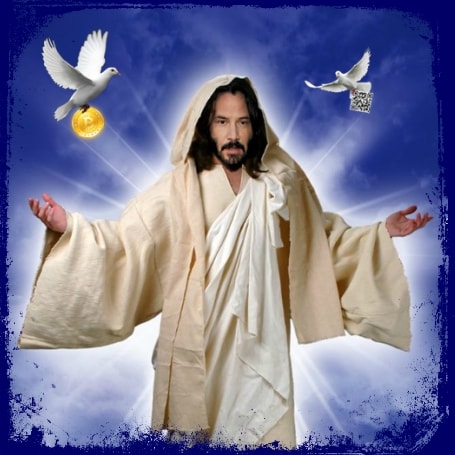 SAINT KEANU WITH DOVES Blank Meme Template