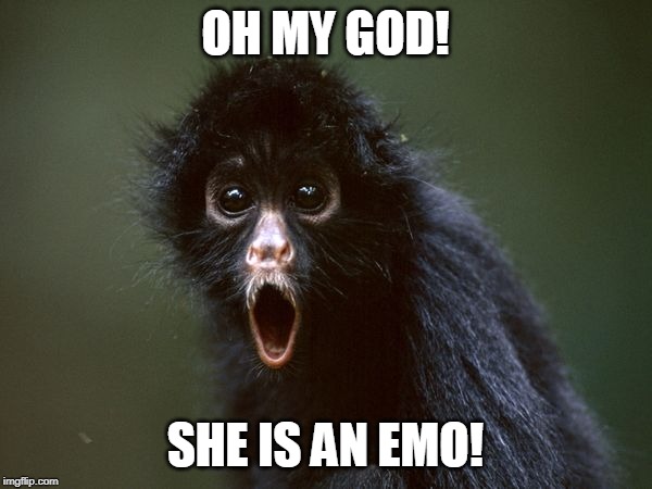 ooooh | OH MY GOD! SHE IS AN EMO! | image tagged in ooooh | made w/ Imgflip meme maker