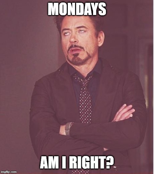 Face You Make Robert Downey Jr Meme | MONDAYS; AM I RIGHT? | image tagged in memes,face you make robert downey jr | made w/ Imgflip meme maker