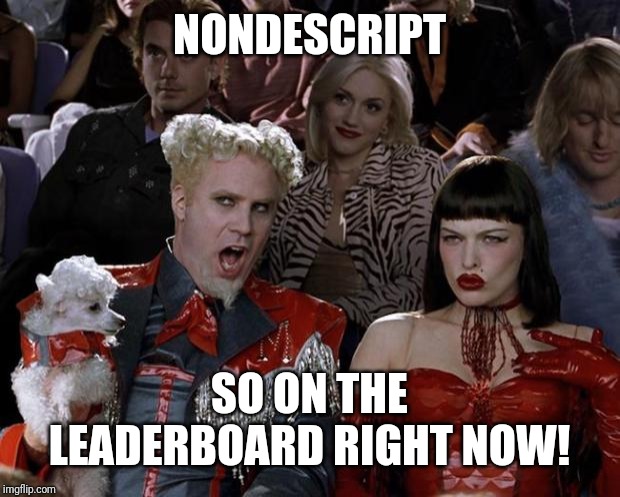 Mugatu So Hot Right Now | NONDESCRIPT; SO ON THE LEADERBOARD RIGHT NOW! | image tagged in memes,mugatu so hot right now | made w/ Imgflip meme maker