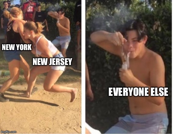 Dabbing Dude | NEW YORK; NEW JERSEY; EVERYONE ELSE | image tagged in dabbing dude | made w/ Imgflip meme maker
