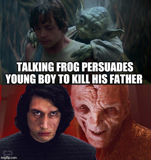 TALKING FROG PERSUADES YOUNG BOY TO KILL HIS FATHER | image tagged in yoda backpack | made w/ Imgflip meme maker