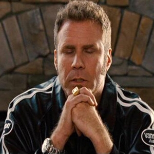 Will Ferrell praying to baby Jesus Blank Meme Template